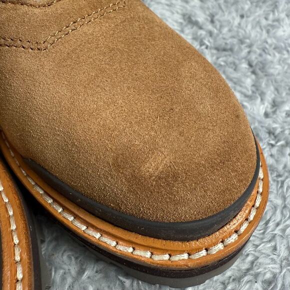 Marc Fisher Izzie Lace Up Boots Tan Suede Combat Boots Women's Size 6 Lug Sole - Picture 9 of 12